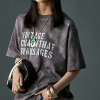 綿100%ムラ染風ロゴプリントTシャツ　大きいサイズ　GEVS.