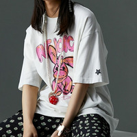 綿100%ピグメント染ドンキープリントTシャツ　大きいサイズ　GEVS.