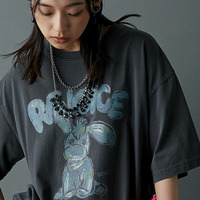 綿100%ピグメント染ドンキープリントTシャツ　大きいサイズ　GEVS.