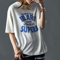 綿100％ピグメント染ロゴプリントTシャツ 大きいサイズ　GEVS