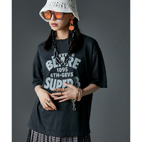 綿100％ピグメント染ロゴプリントTシャツ 大きいサイズ　GEVS