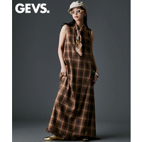 タータンチェックAラインマキシワンピース 大きいサイズ　GEVS