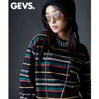 綿100％マルチボーダーロングスリーブTシャツ　大きいサイズ　GEVS.