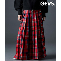 チェックマキシプリーツスカート　大きいサイズ　GEVS.