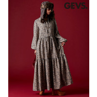 小花プリントマキシワンピース　大きいサイズ　GEVS.