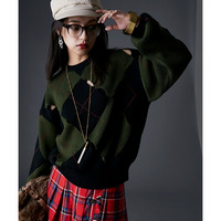 オープンワークアーガイルニットプルオーバー　大きいサイズ　GEVS.