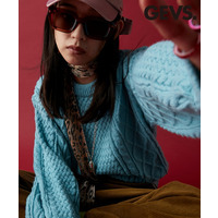 アラン柄クルーネックニット　大きいサイズ　GEVS.