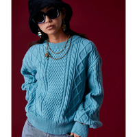 アラン柄クルーネックニット　大きいサイズ　GEVS.