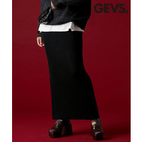 ワイドリブマキシニットスカート　大きいサイズ　GEVS.