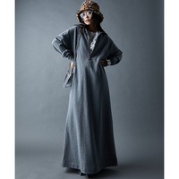 綿100％ハーフジップスウェットマキシワンピース　大きいサイズ　GEVS.