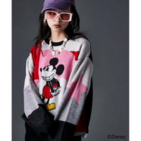 ミッキー/幾何柄ジャガードニット　大きいサイズ　GEVS.