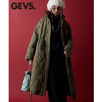 スタンドカラーキルティングロングコート　大きいサイズ　GEVS.