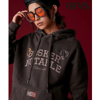 ピグメント染ロゴプリントフーディ　大きいサイズ　GEVS.