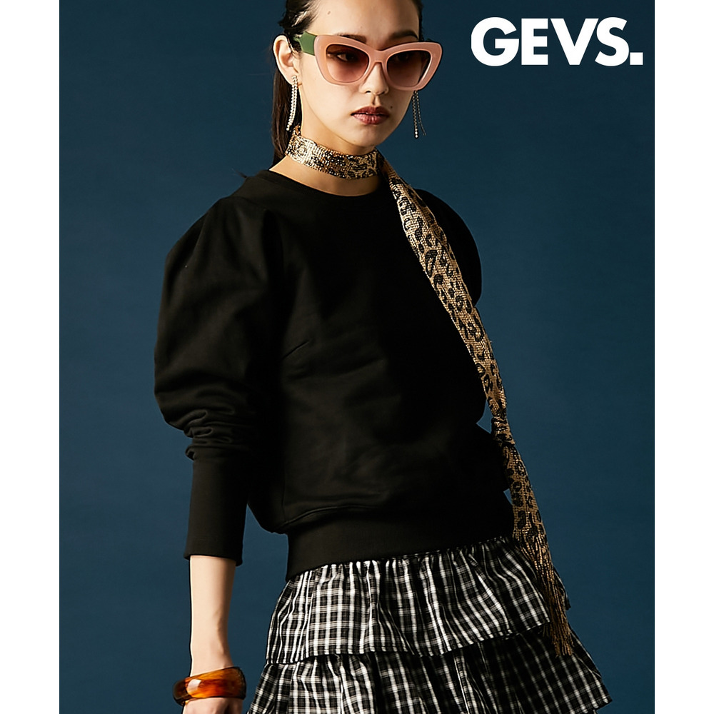 綿100％パフスリーブクルーネックスウェット 大きいサイズ　GEVS.