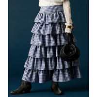 チェックティアードスカート 大きいサイズ　GEVS.