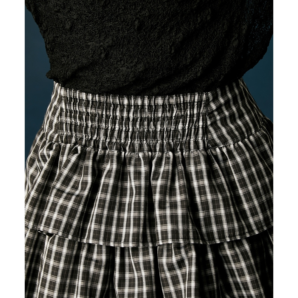 チェックティアードスカート 大きいサイズ GEVS.11