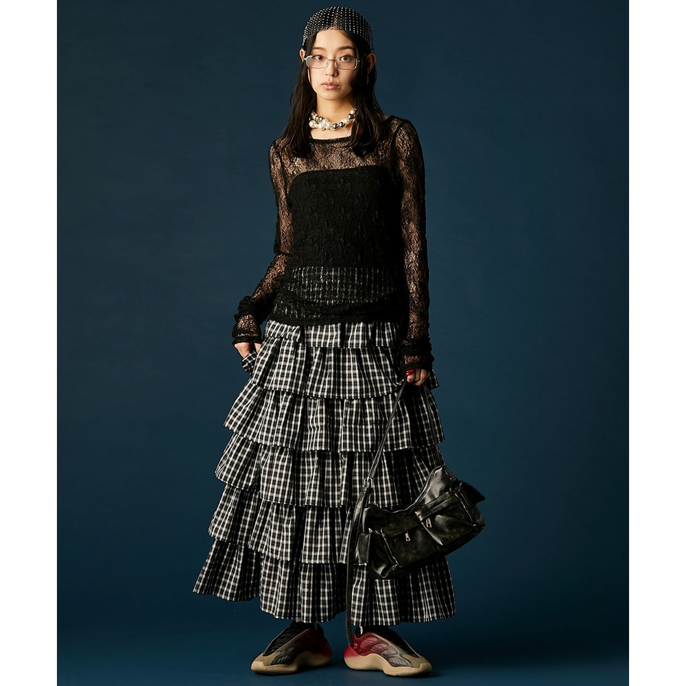 チェックティアードスカート 大きいサイズ GEVS.14