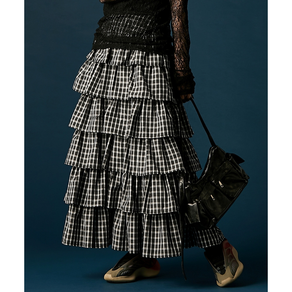 チェックティアードスカート 大きいサイズ GEVS.16