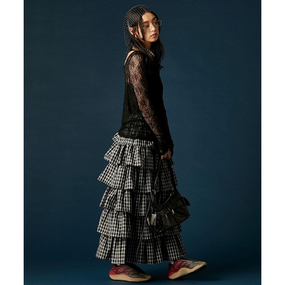 チェックティアードスカート 大きいサイズ GEVS.17