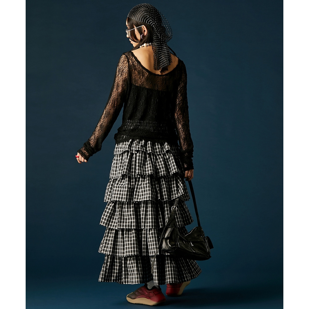 チェックティアードスカート 大きいサイズ GEVS.18