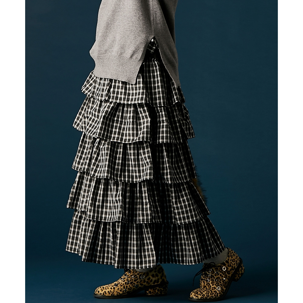 チェックティアードスカート 大きいサイズ GEVS.19