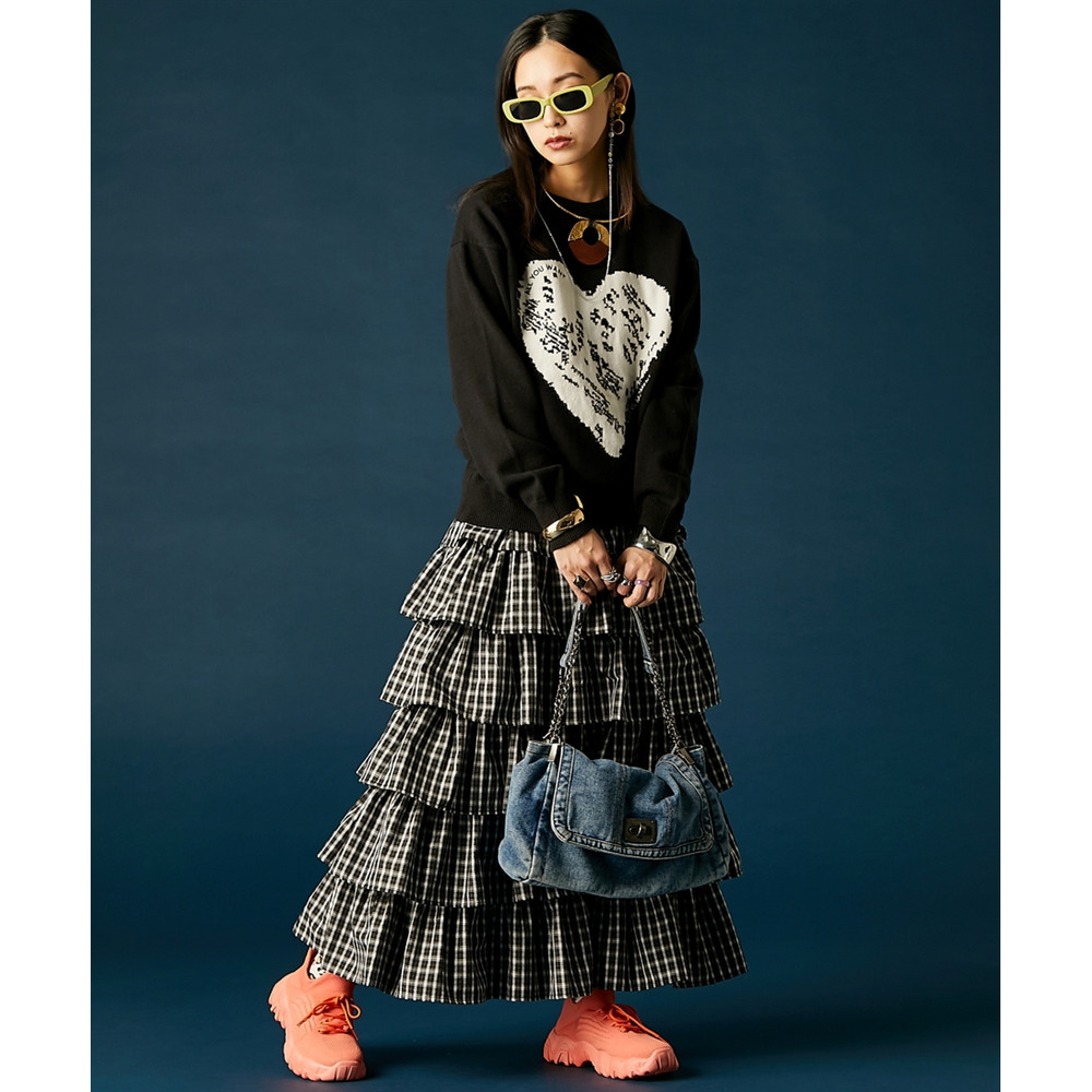 チェックティアードスカート 大きいサイズ GEVS.2