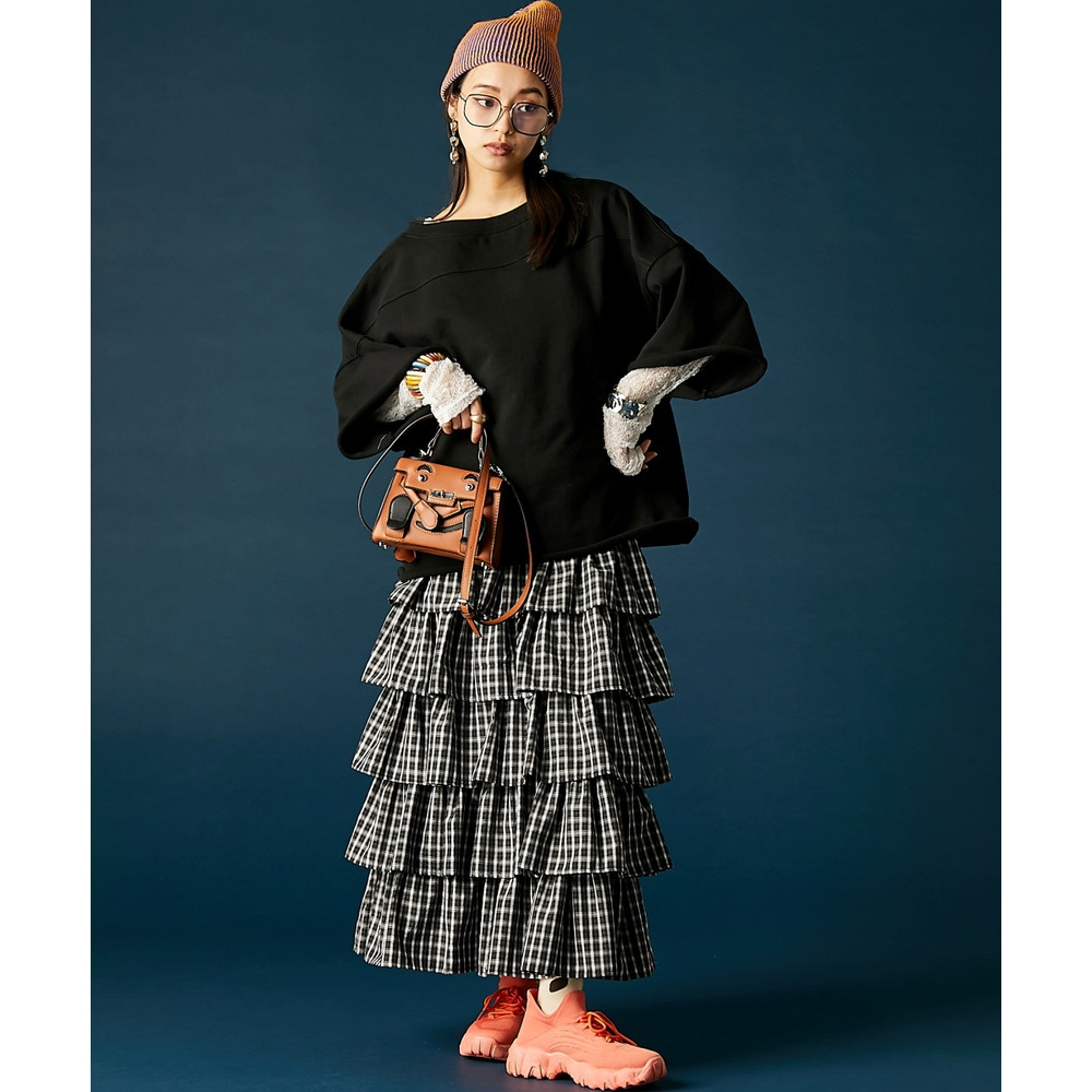 チェックティアードスカート 大きいサイズ GEVS.20