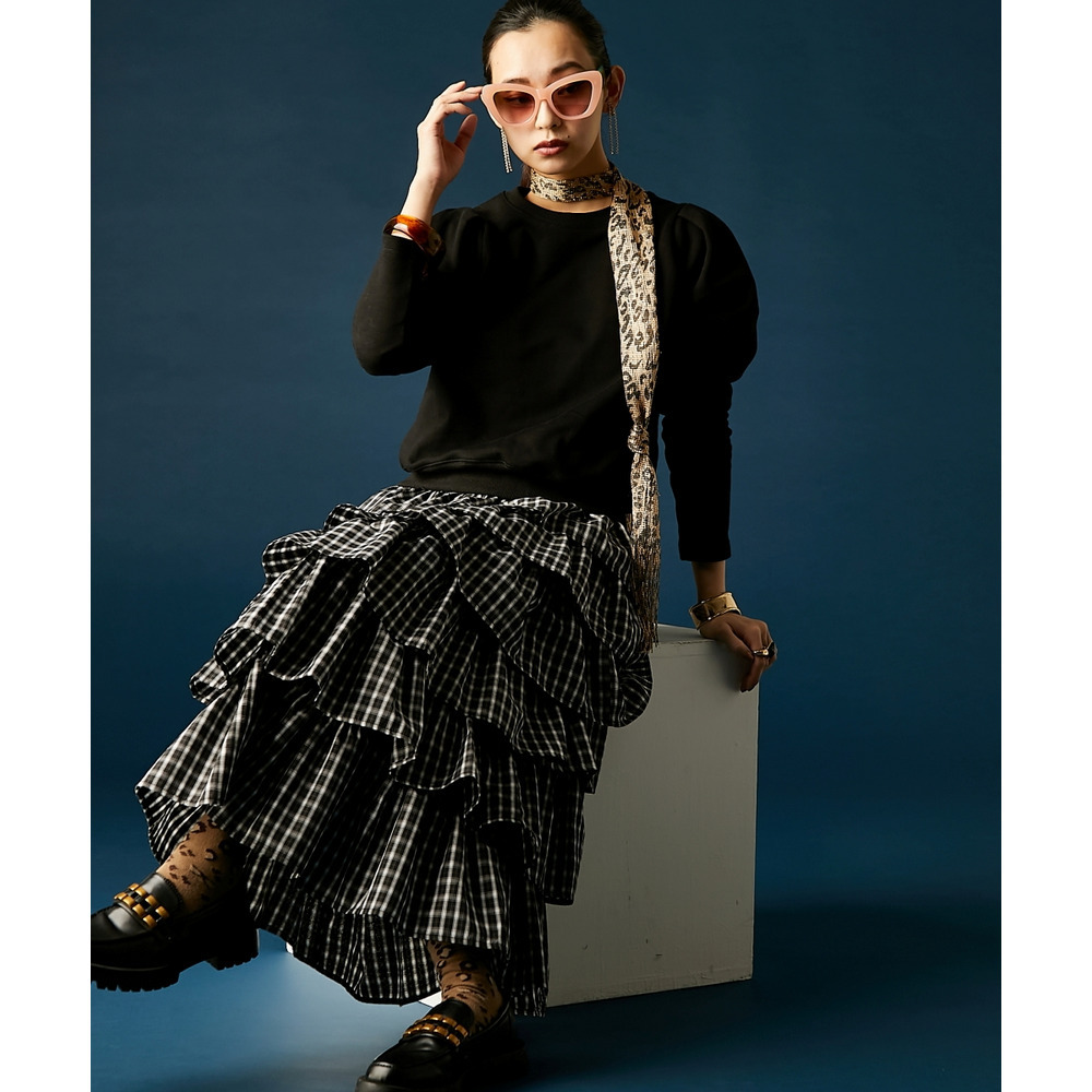 チェックティアードスカート 大きいサイズ GEVS.22