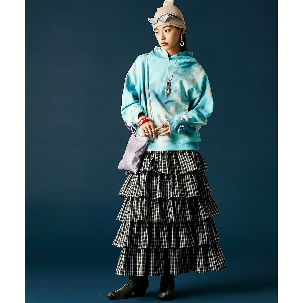 チェックティアードスカート 大きいサイズ GEVS.23