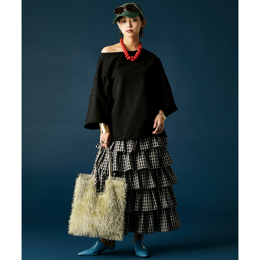 チェックティアードスカート 大きいサイズ GEVS.24