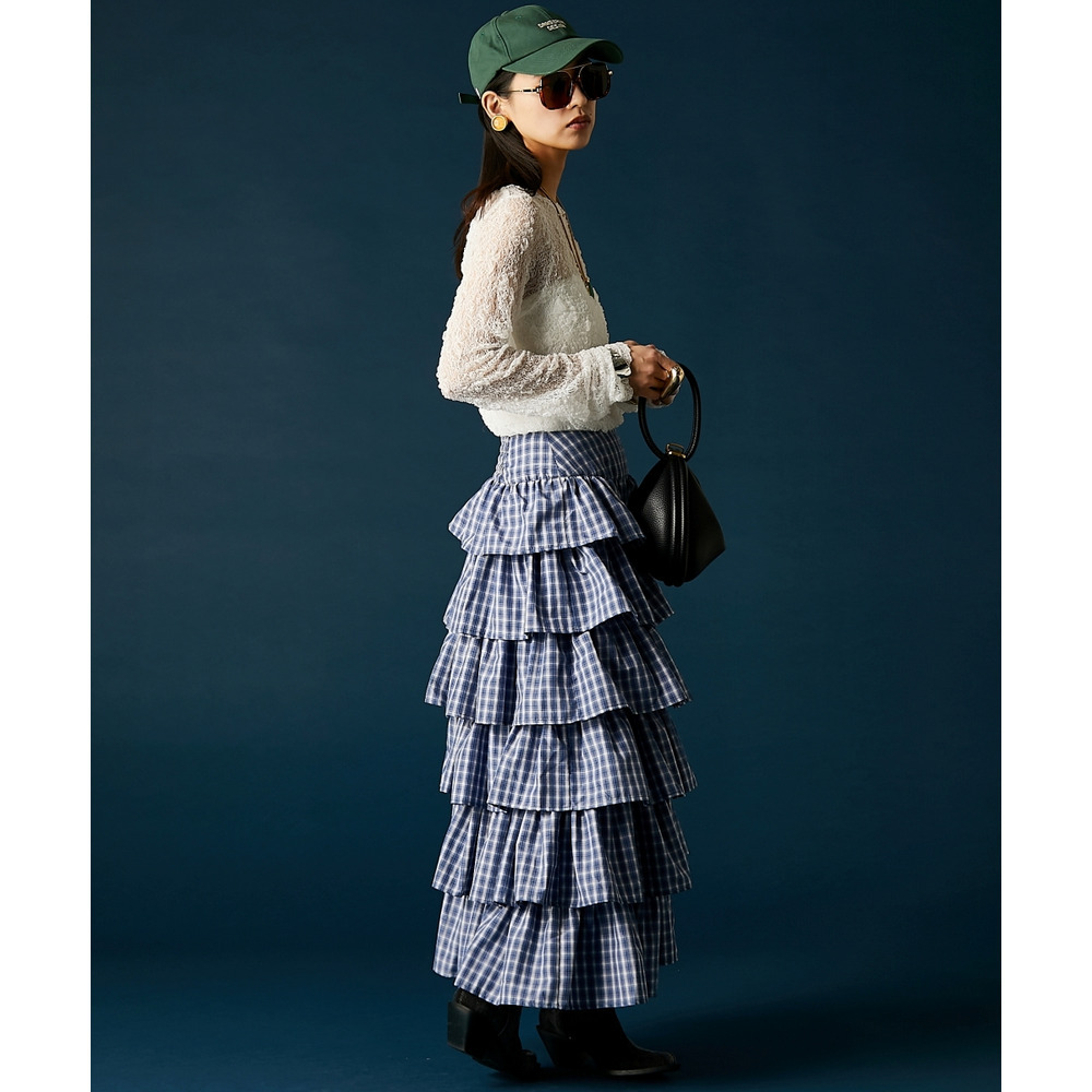 チェックティアードスカート 大きいサイズ GEVS.26