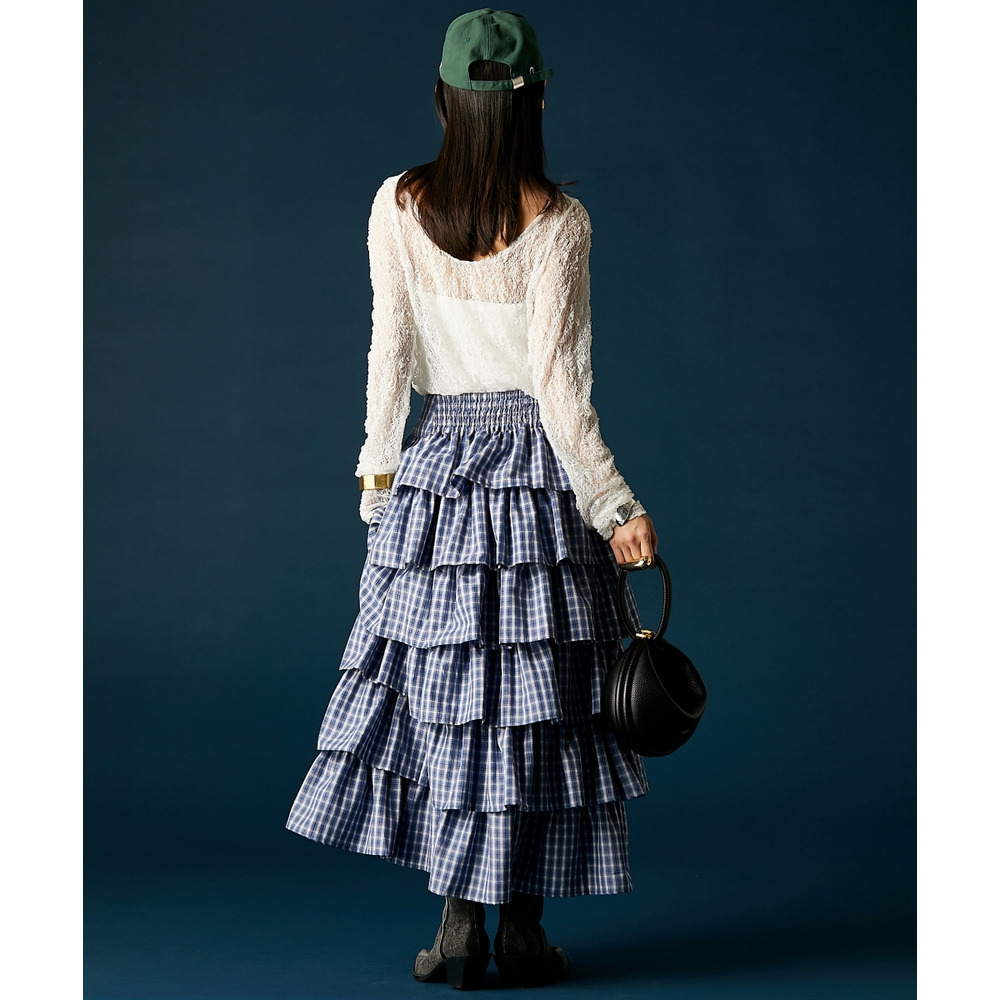 チェックティアードスカート 大きいサイズ GEVS.27