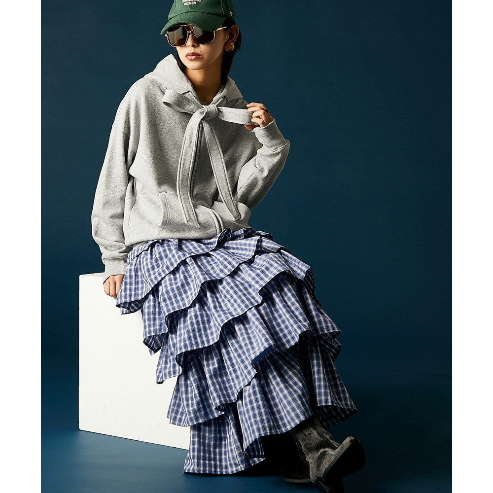 チェックティアードスカート 大きいサイズ GEVS.28