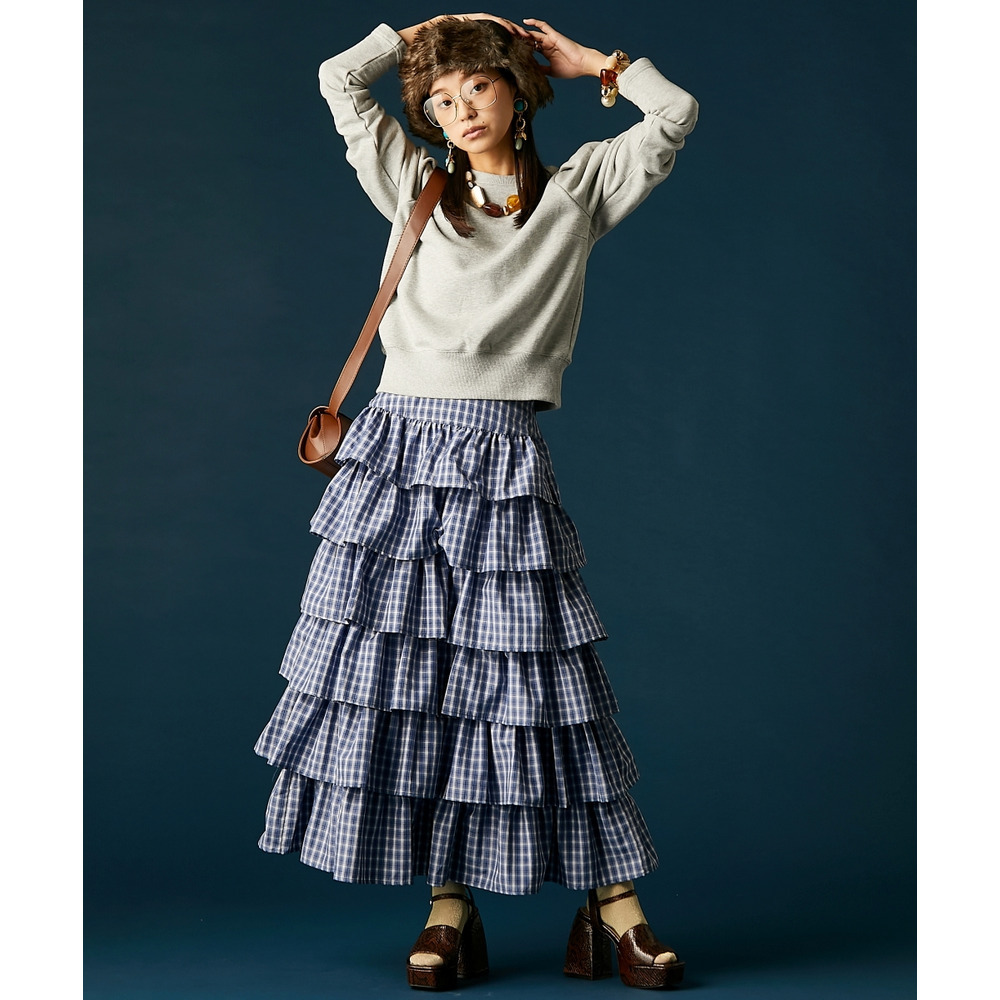 チェックティアードスカート 大きいサイズ GEVS.3