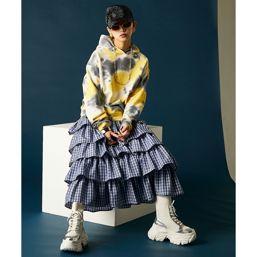 チェックティアードスカート 大きいサイズ GEVS.30