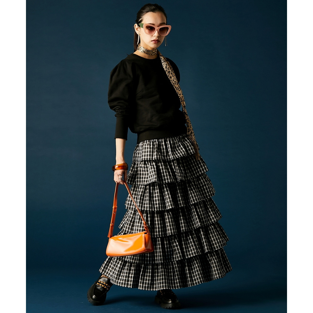 チェックティアードスカート 大きいサイズ GEVS.4