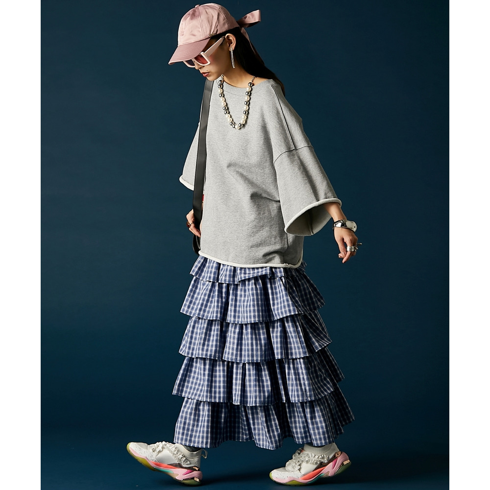 チェックティアードスカート 大きいサイズ GEVS.5