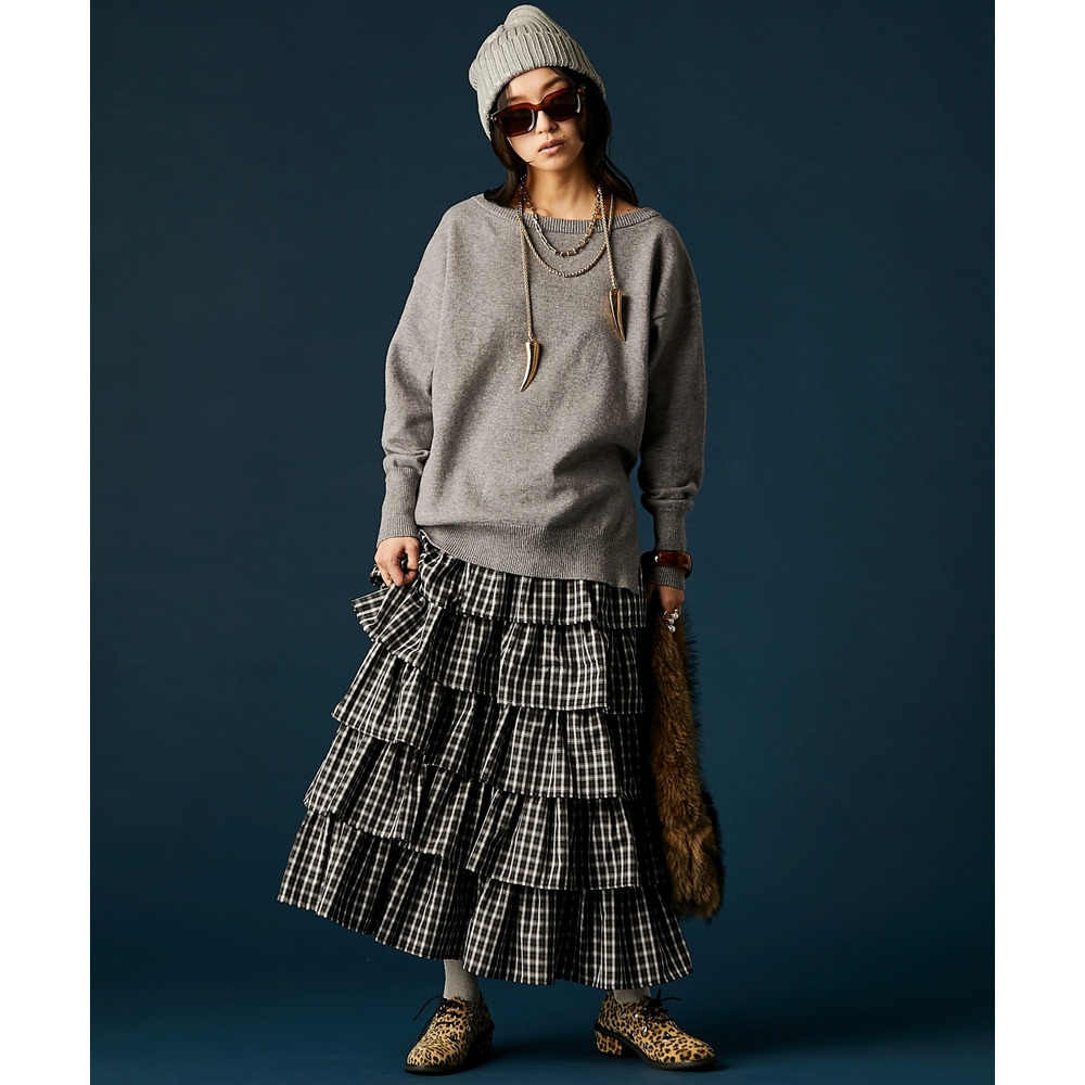 チェックティアードスカート 大きいサイズ GEVS.6