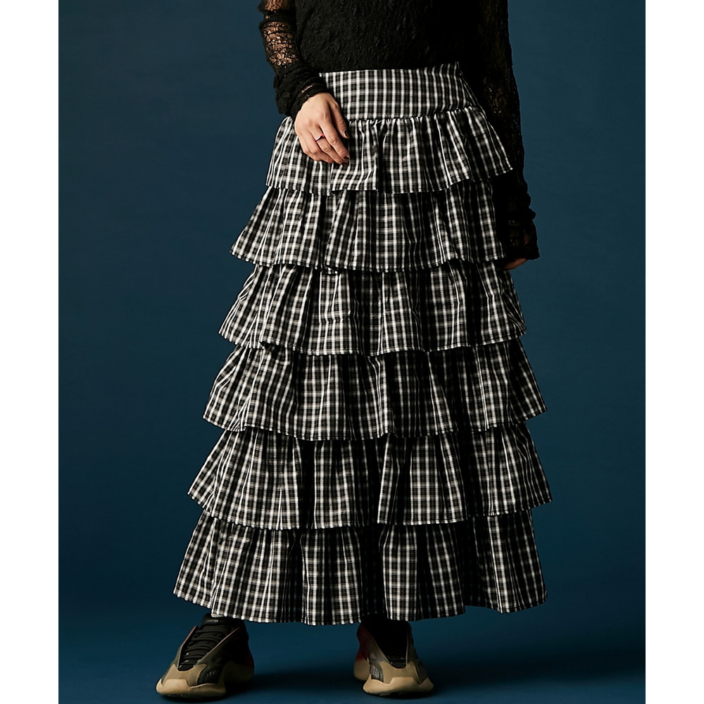 チェックティアードスカート 大きいサイズ GEVS.1