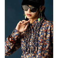 フラワープリントフリルブラウス 大きいサイズ　GEVS.