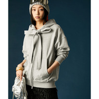 綿100％リボンジップアップパーカー 大きいサイズ　GEVS.