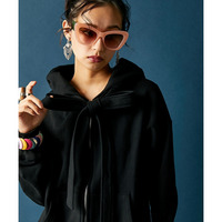 綿100％リボンジップアップパーカー 大きいサイズ　GEVS.