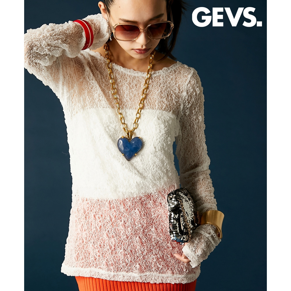 レースクルーネックプルオーバー 大きいサイズ　GEVS.