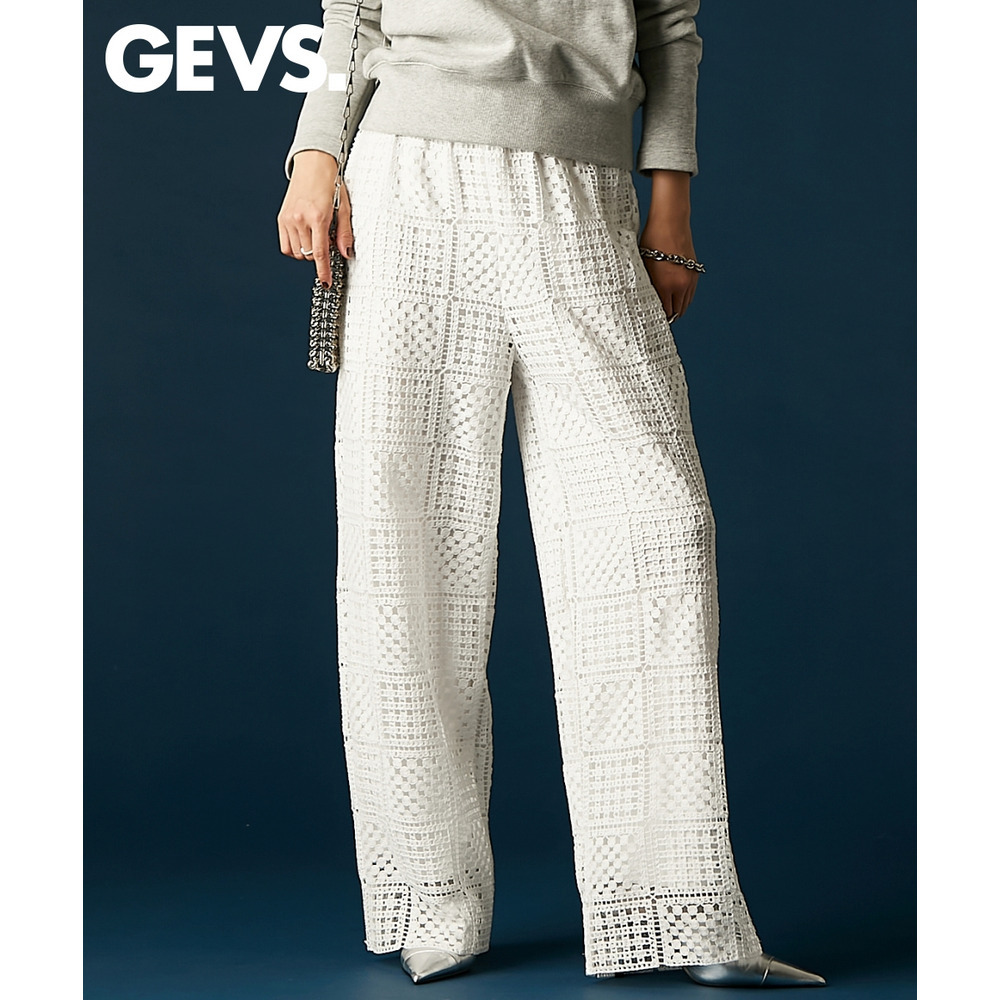 スクエア柄レースパンツ 大きいサイズ　GEVS.
