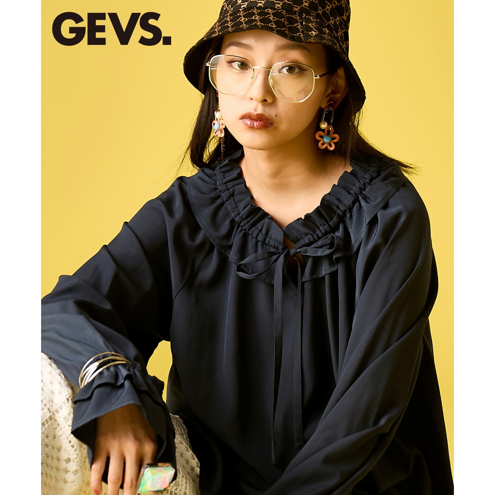 フリルラグランブラウス 大きいサイズ　GEVS.