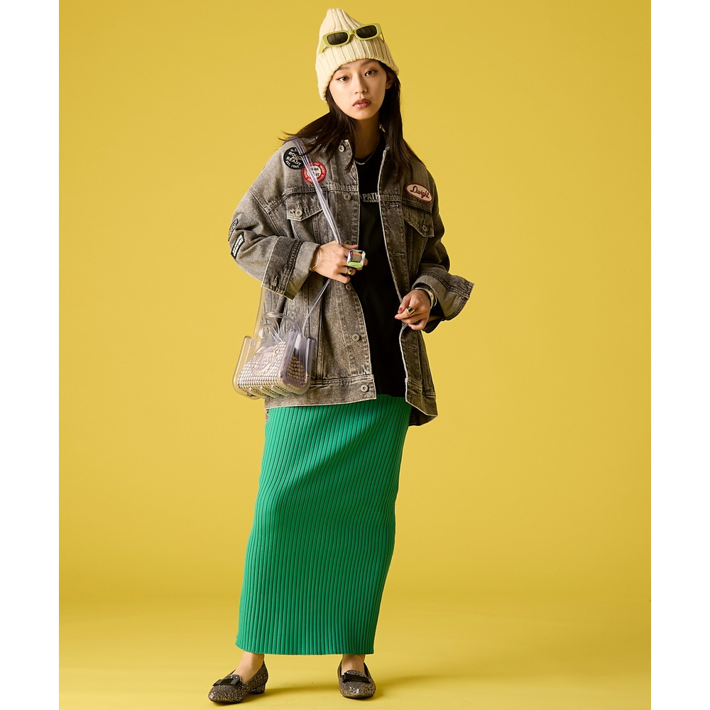 綿100%ワッペン付ワイドシルエットデニムジャケット 大きいサイズ GEVS.27