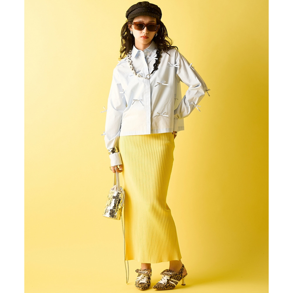 綿100%リボン付ショートシャツ 大きいサイズ GEVS.16