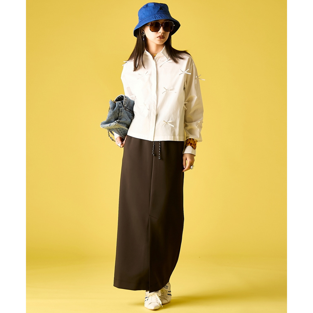 綿100%リボン付ショートシャツ 大きいサイズ GEVS.23