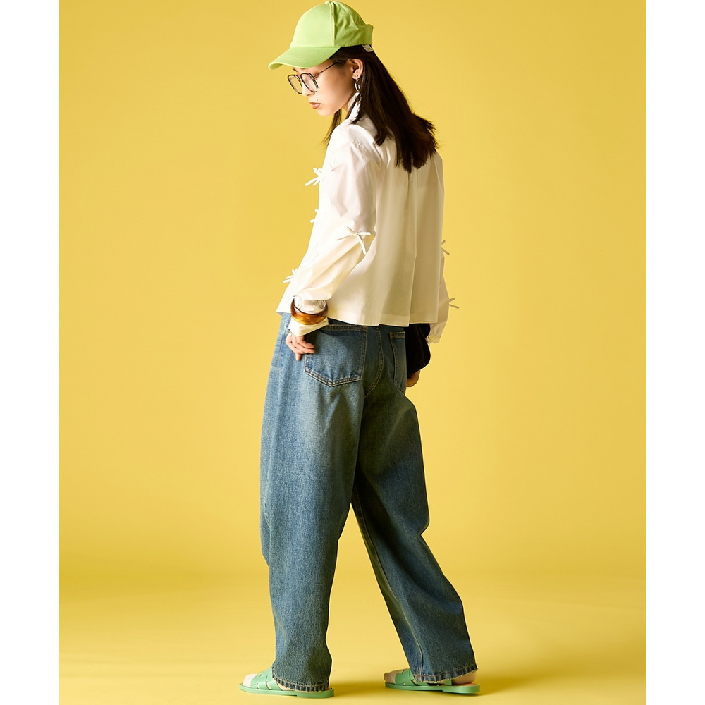 綿100%リボン付ショートシャツ 大きいサイズ GEVS.26