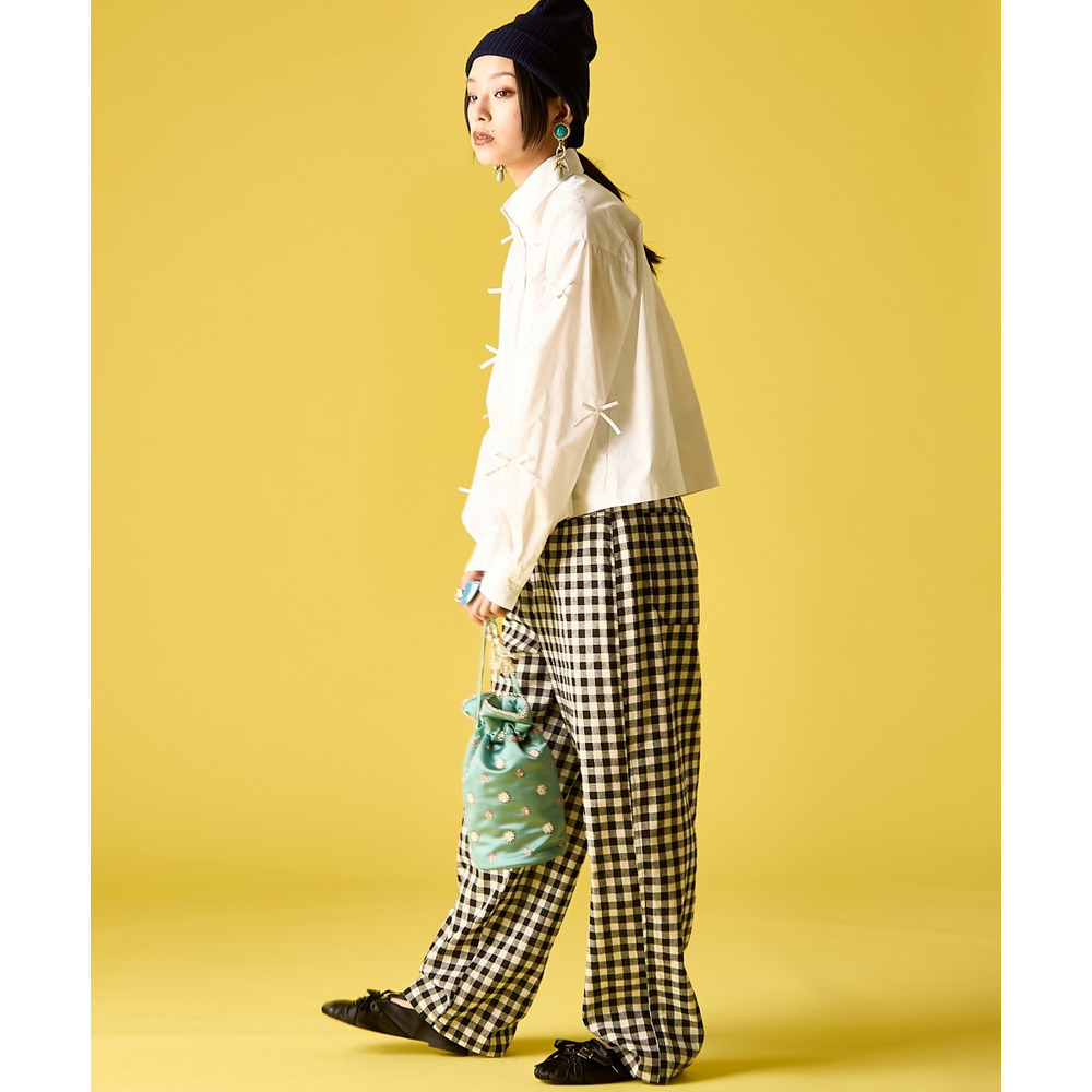 綿100%リボン付ショートシャツ 大きいサイズ GEVS.6